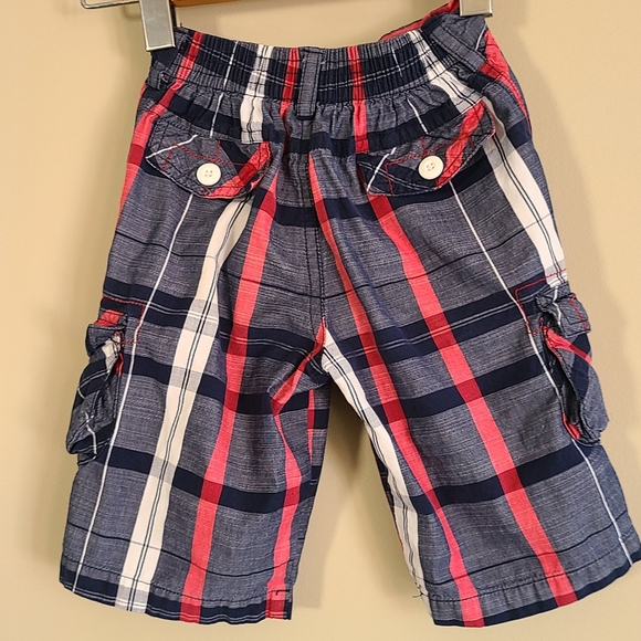 Navy, red and white plaid shorts - Picture 2 of 3
